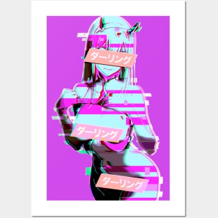 ダーリング Daringu #1 Zero Two Darling Franxx Glitch Edit Posters and Art